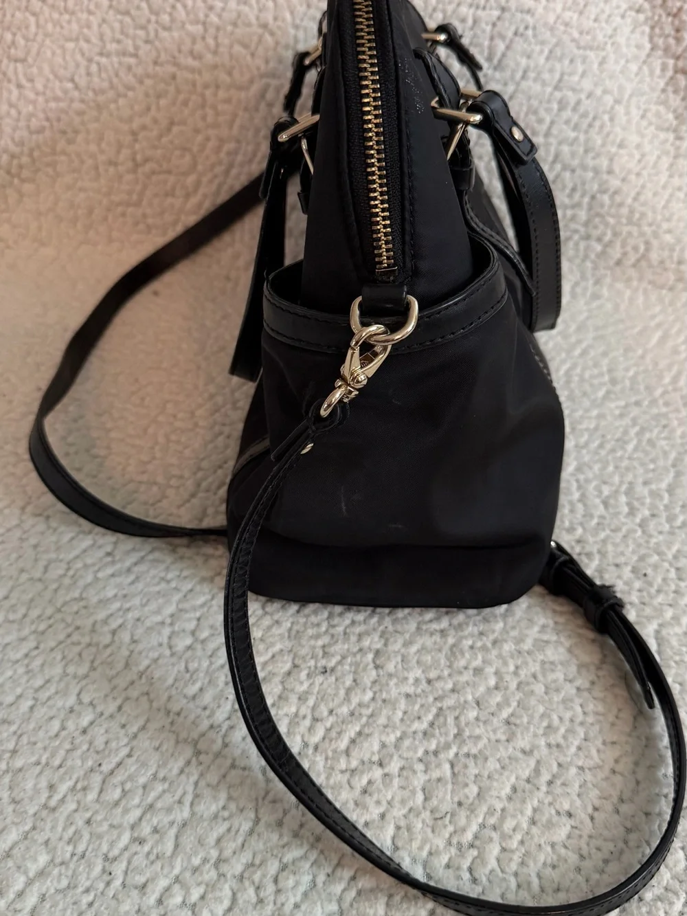 kate spade Black Nylon Dome Shoulder Bag with Crossbody Strap